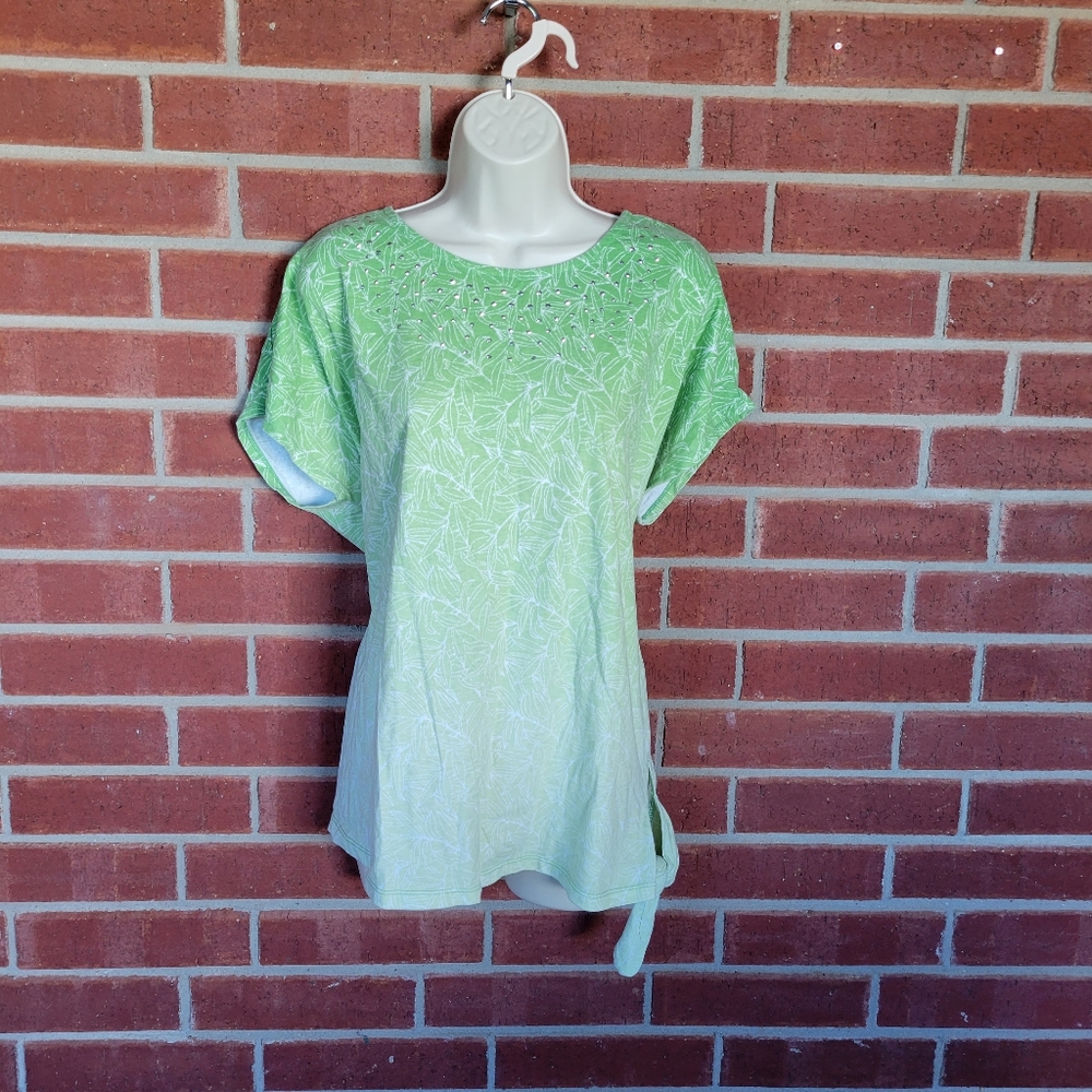 White Stag Green Ombre Embellished Side Tie Top XL 16-18.   #393